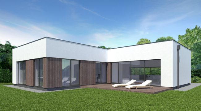 Nedidelis modernus L formos namo projektas